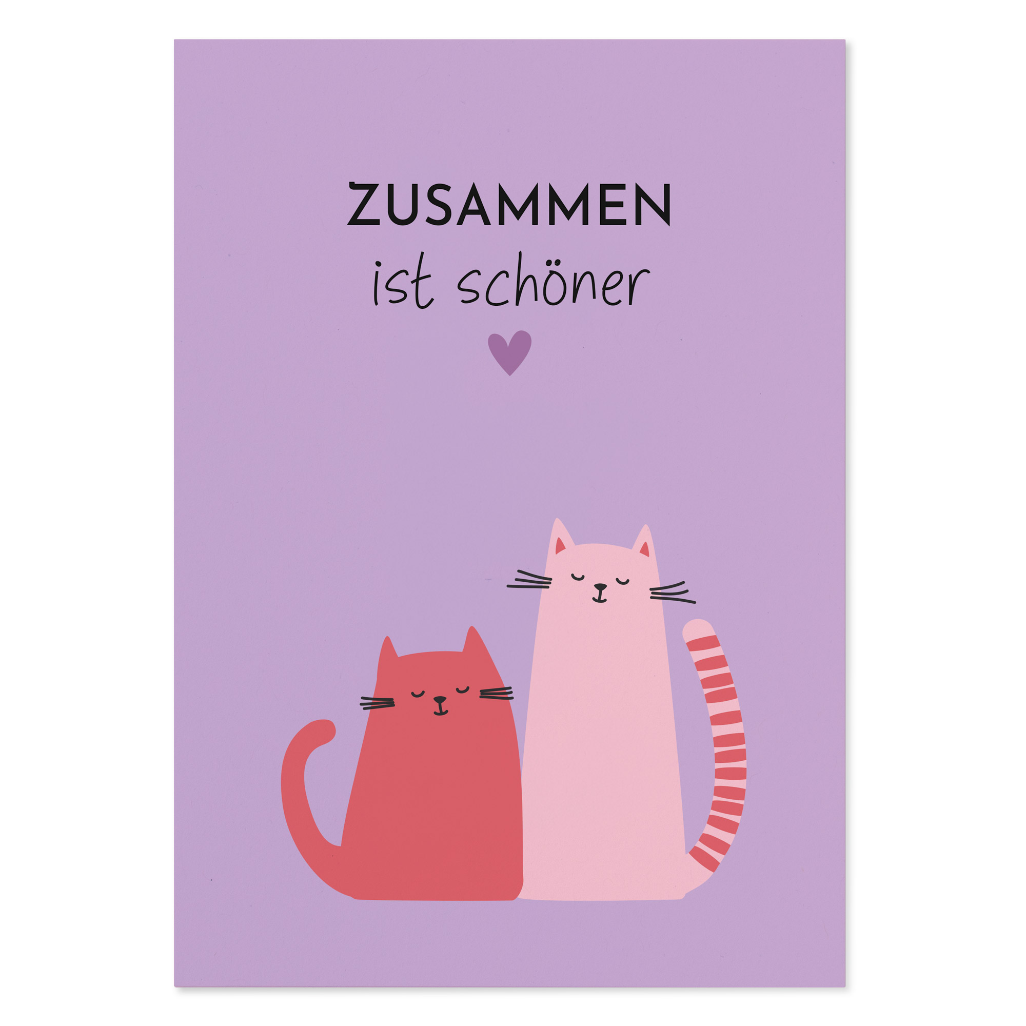 Freundschaftskarte Katze „Zusammen ist schöner“