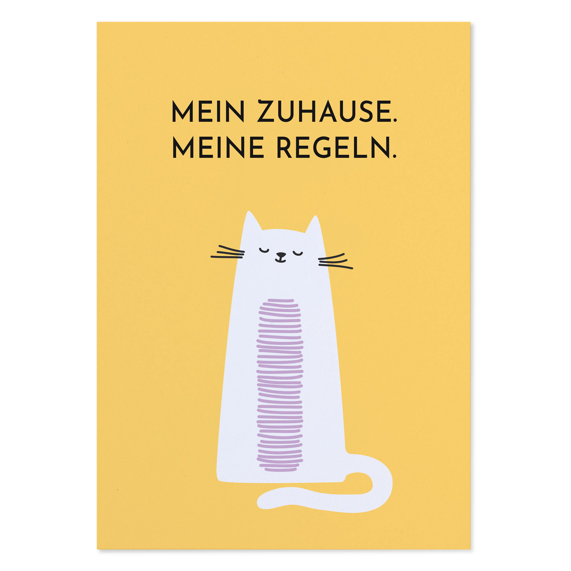 Postkarte Katze mit Spruch  „Mein Zuhause. Meine Regeln.“