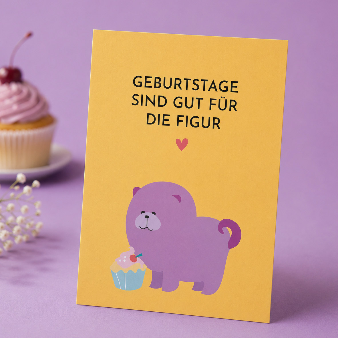 Witzige Geburtstagskarte Hund „Geburtstage sind gut für die Figur“