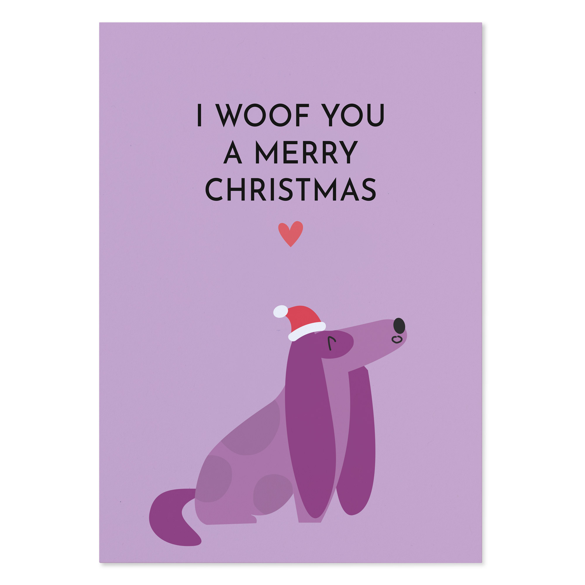 Lustige Weihnachtskarte mit Hund „I Woof You a Merry Christmas“