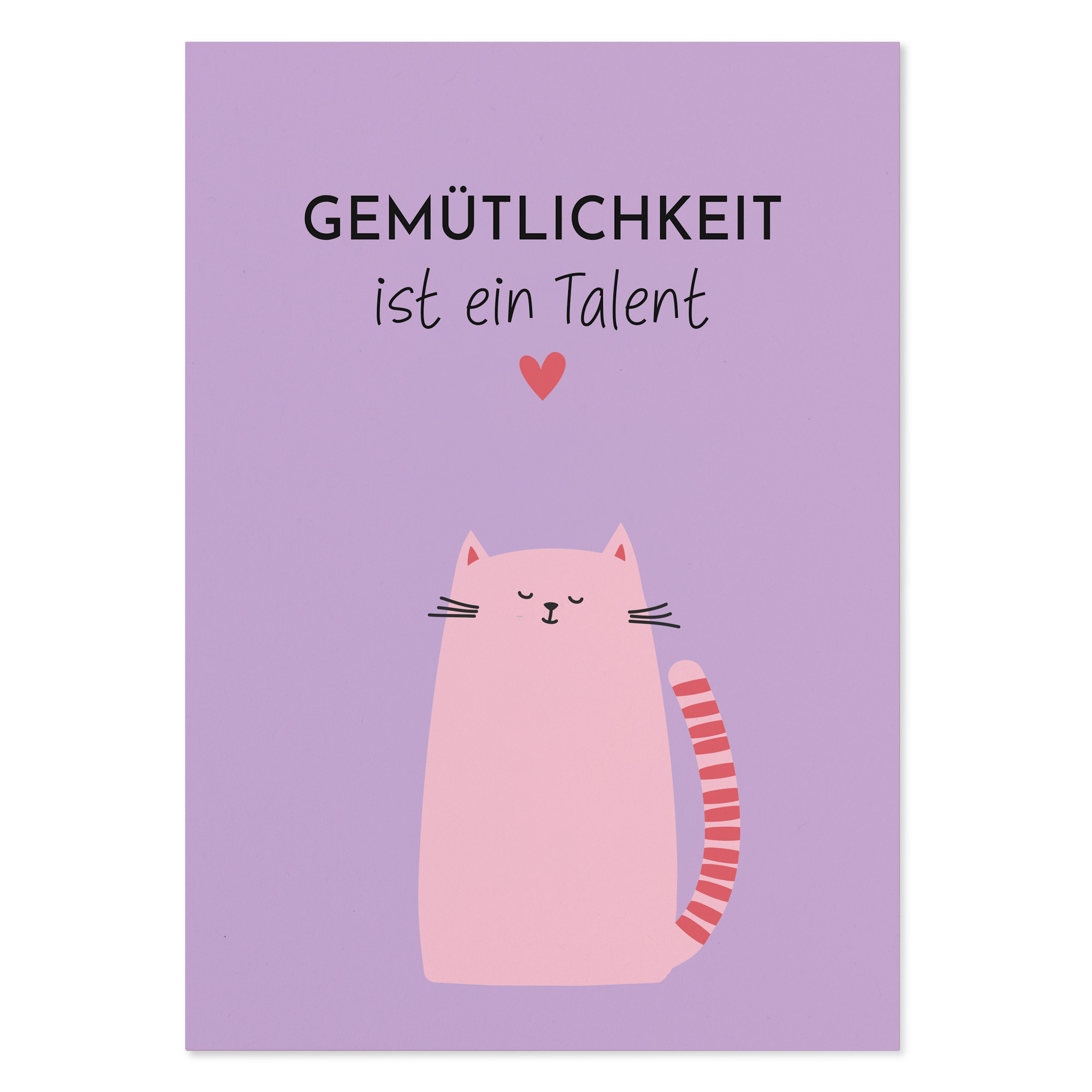 witzige Postkarte mit Spruch „Gemütlichkeit ist ein Talent“