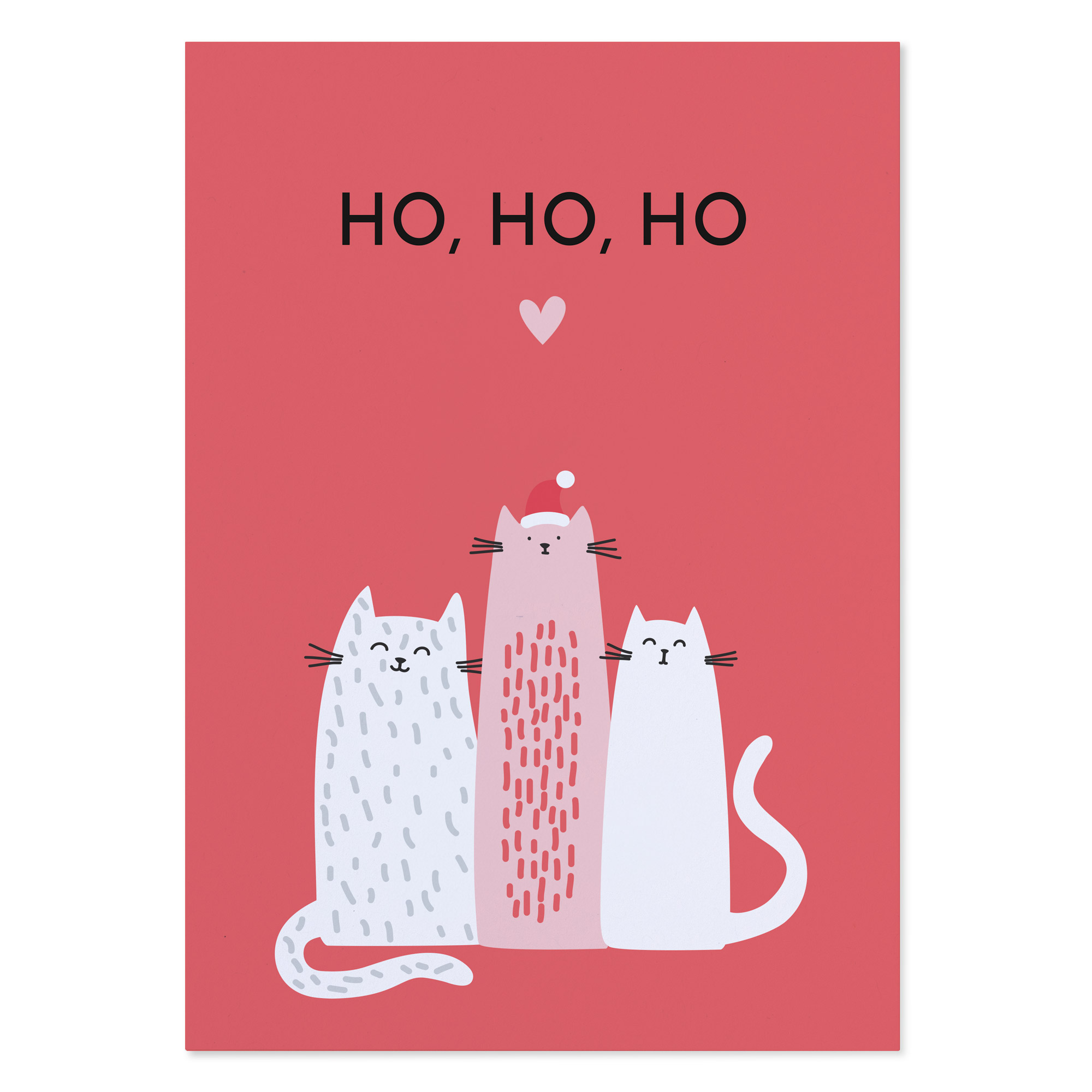 Weihnachtskarte „Ho, ho, ho“ | Lustige Weihnachtskarte mit Katzen