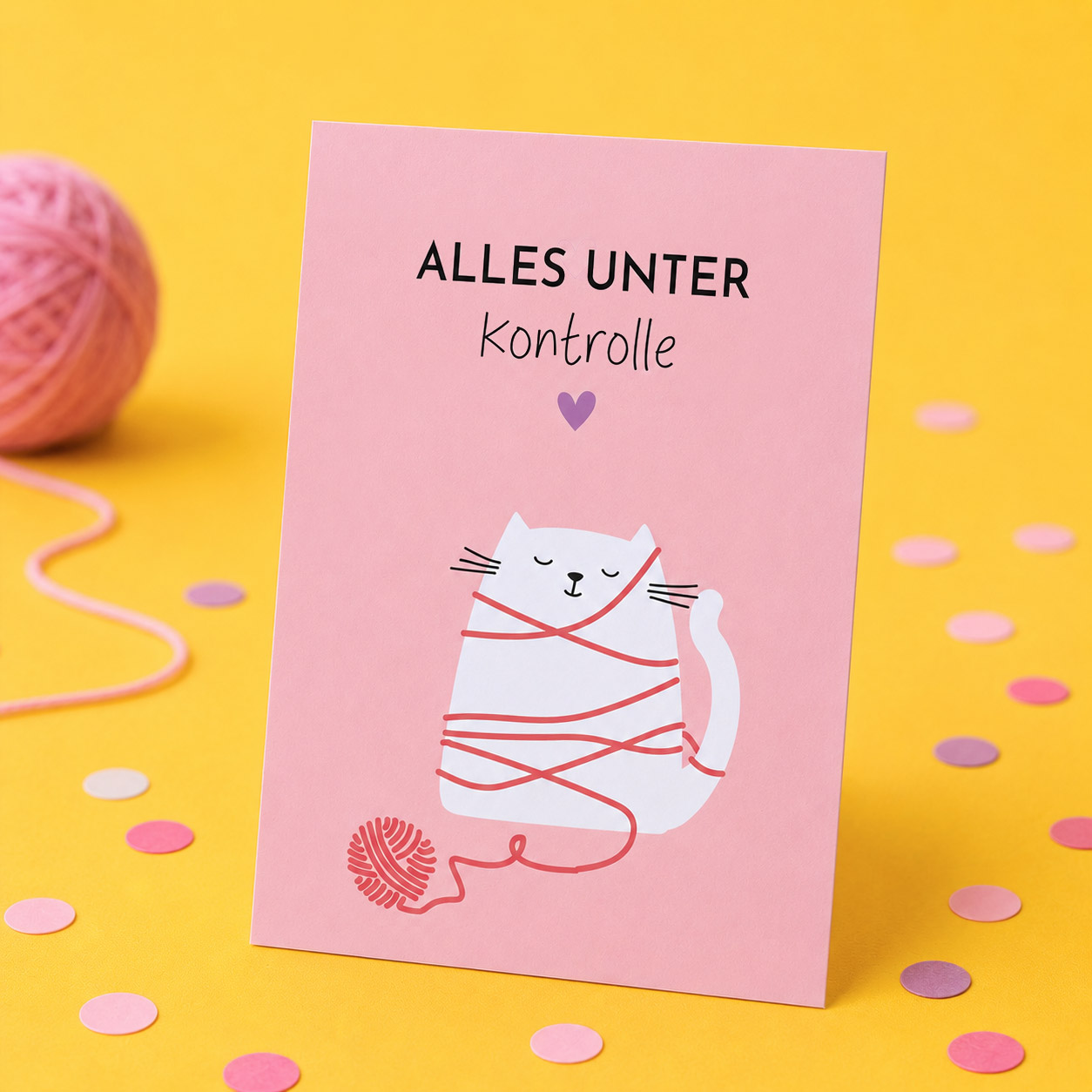 Postkarte Katze mit Spruch „Alles unter Kontrolle“