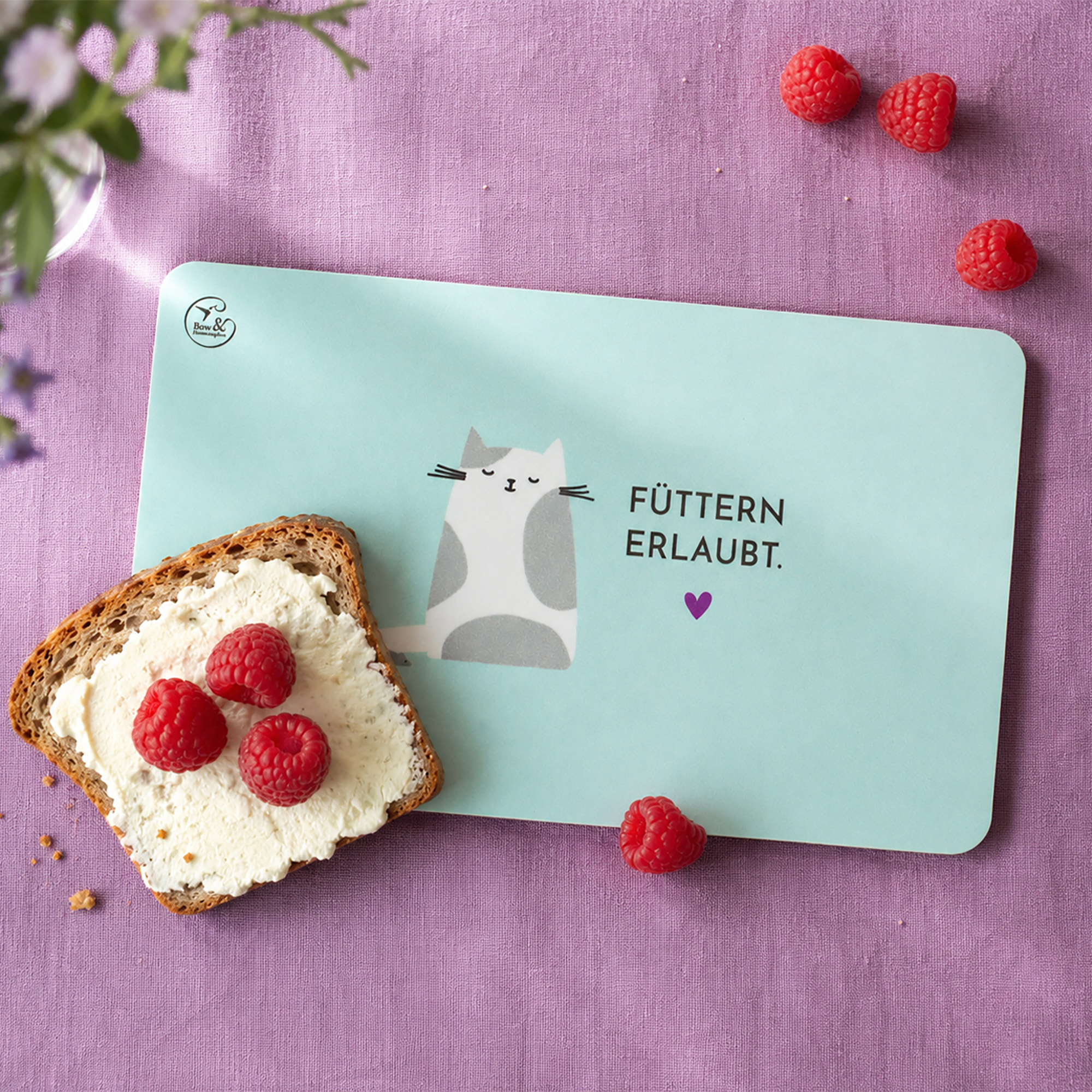 Frühstücksbrettchen Melamin Katze „Füttern erlaubt“