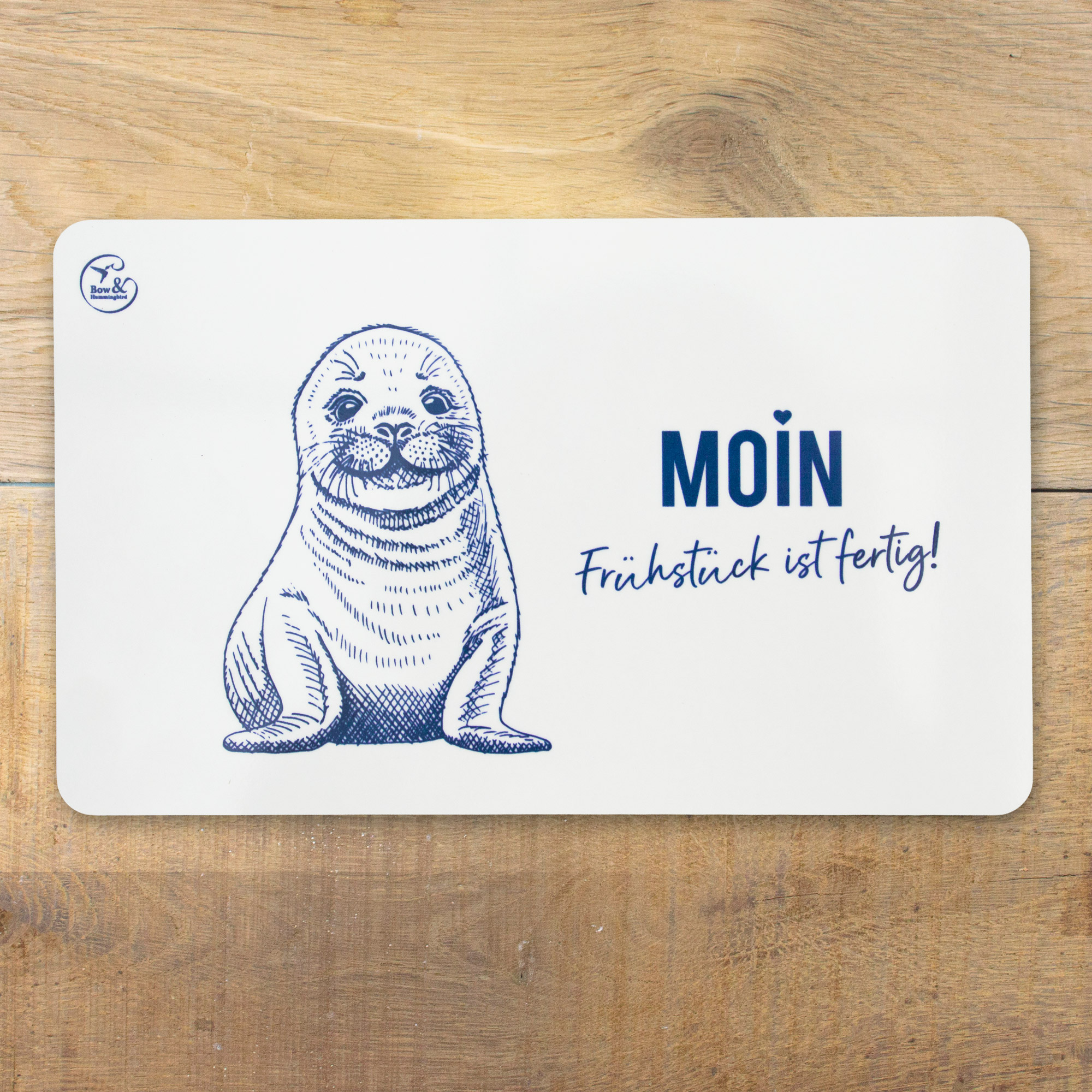 Frühstücksbrettchen Melamin Seehund „Moin, Frühstück ist fertig!“