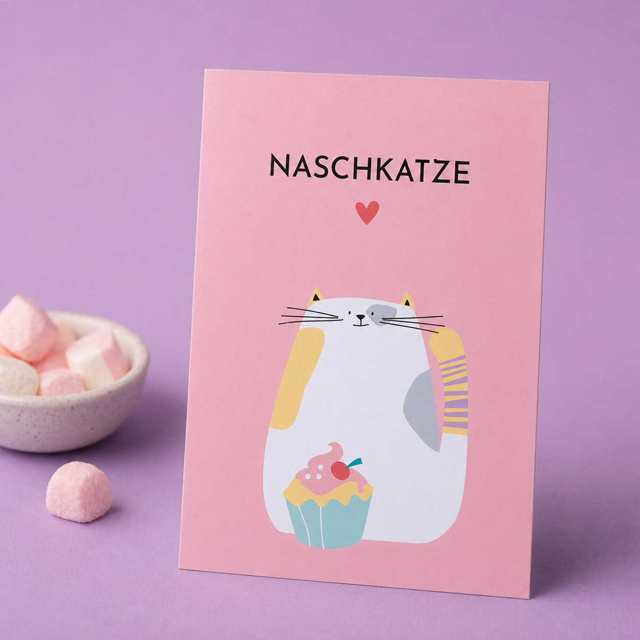 Postkarte mit Spruch Katze „Naschkatze“