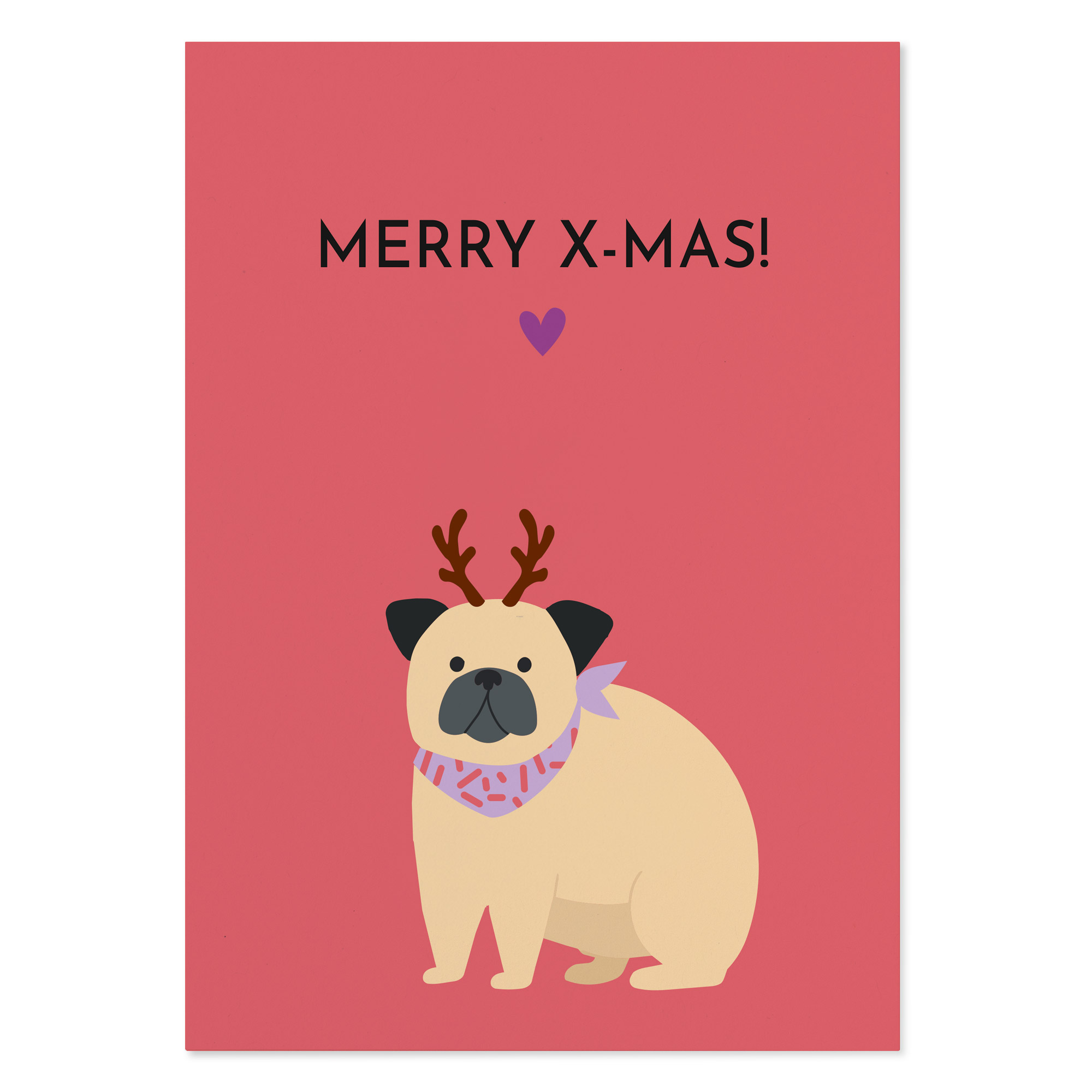 Weihnachtskarte „Merry X-Mas!“ | Lustige Weihnachtskarte mit Hund 