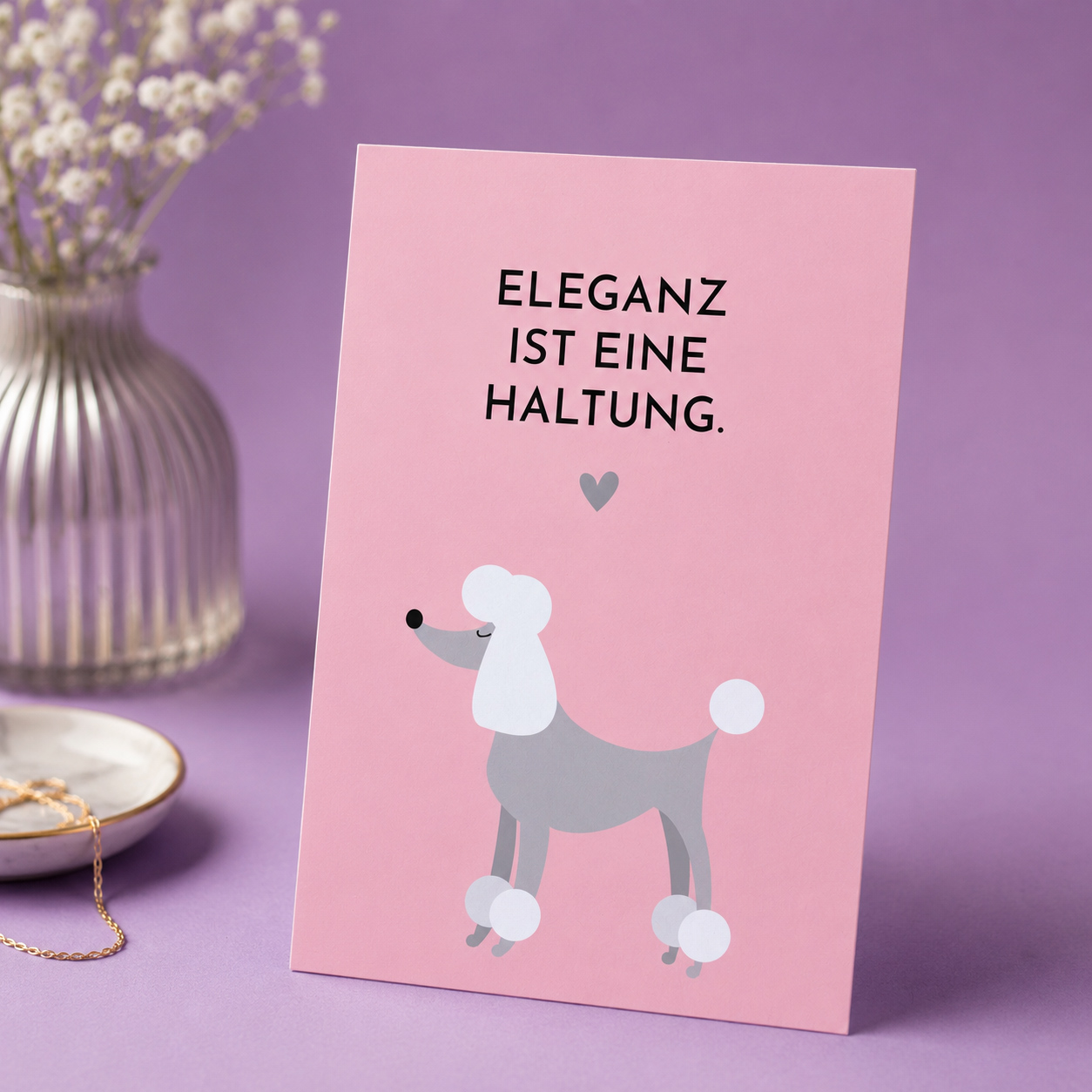 Postkarte mit Spruch „Eleganz ist eine Haltung“ | Stilvolle Statement-Karte