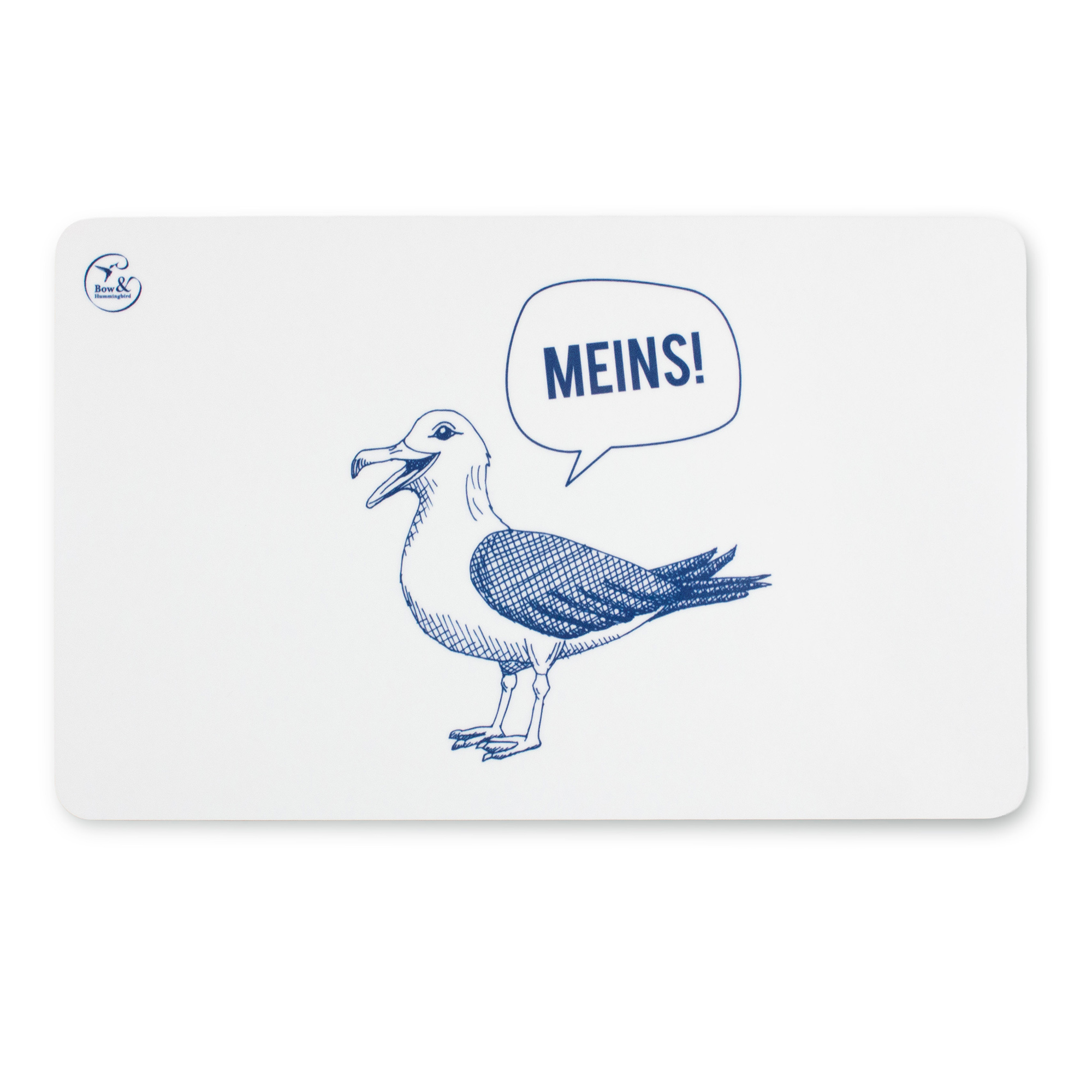 Frühstücksbrettchen Melamin Möwe mit Spruch „Meins!“