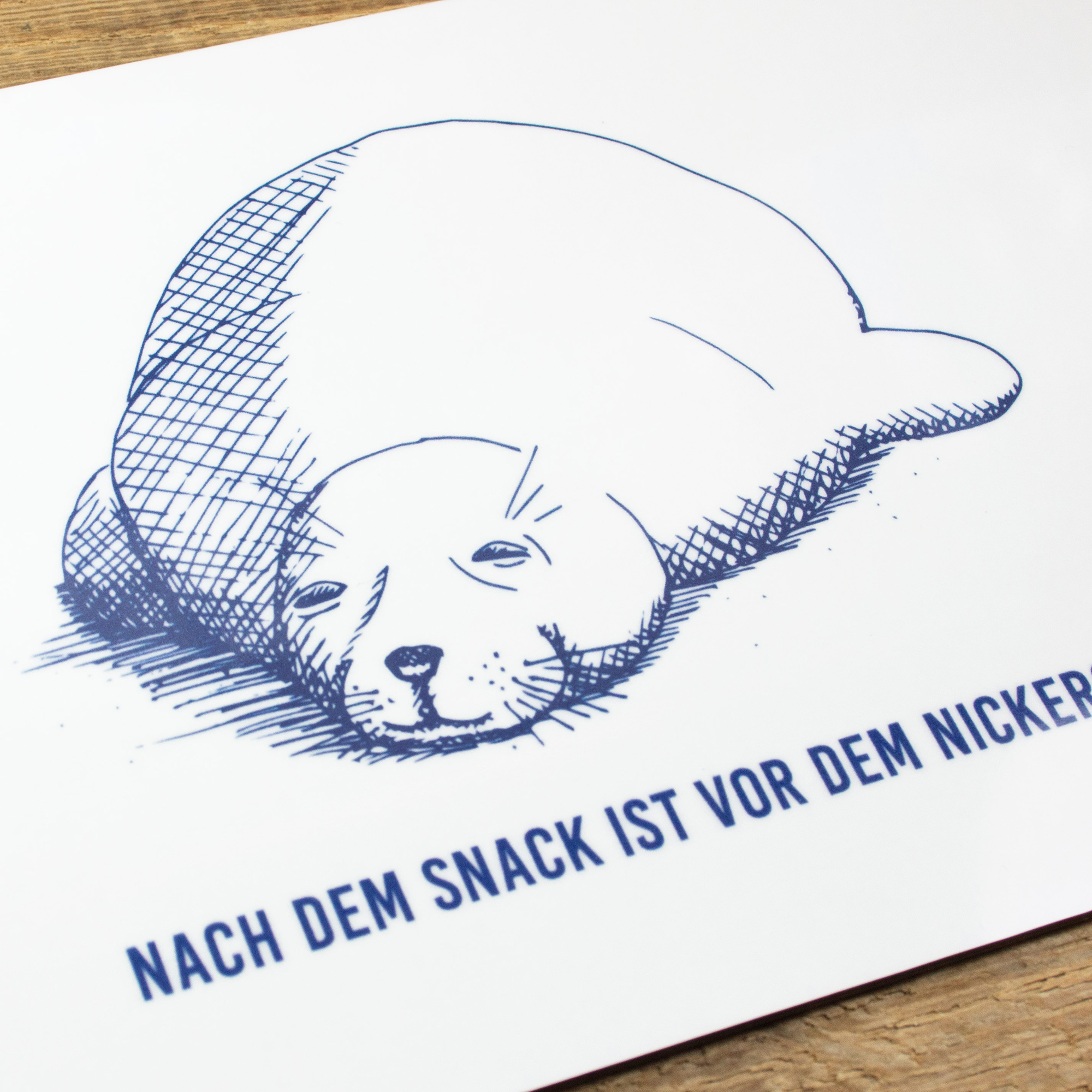 Frühstücksbrettchen Melamin Seehund „Nach dem Snack ist vor dem Nickerchen“