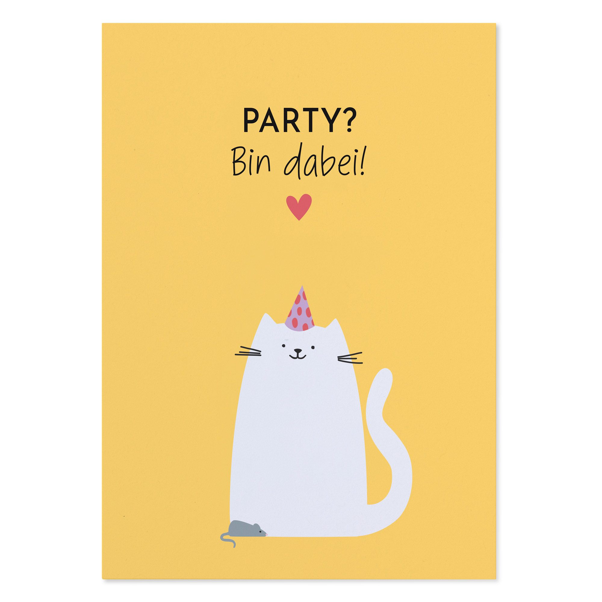 Witzige Geburtstagskarte Katze „Party? Bin dabei!“ 